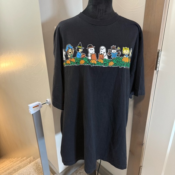 Vintage Peanuts Pumpkins T-Shirt Mens Black Halloween Charlie Brown Snoopy 2XL - Picture 1 of 8